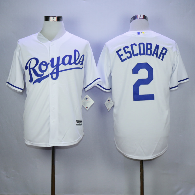 Men Kansas City Royals #2 Eacobar White MLB Jerseys